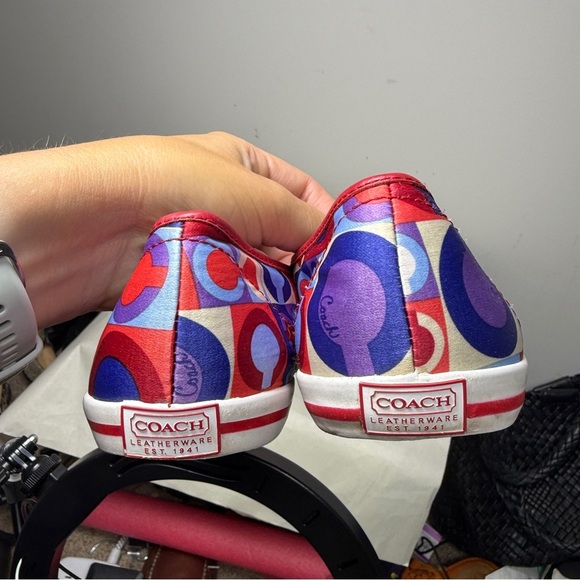 Coach Audrina Patchwork Satin Low Top Sneakers Sz 8.5 - Picture 9 of 10